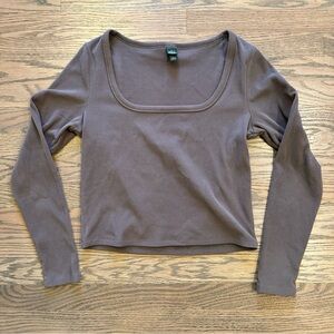 Wild Fable Long Sleeve Square Neck Top - Gray (Gently Used)